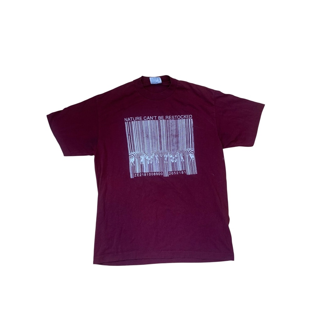 Environment T Shirt Vintage Single Stitch Maroon Zebra, Nature Protest Tee S/M